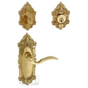 Handleset   grande victorian plate with bellagio lever & matching dead
