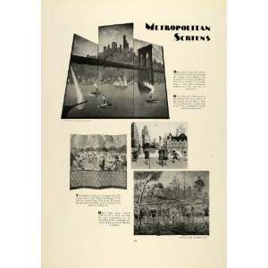 1930 Print Metropolitan Room Partition Art Brooklyn New York Bridge 