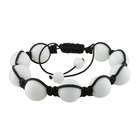   175 CT TGW Facetted Round White Agate Beads Shambhala Bracelet (8in