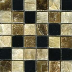   Stone Mosaic 1 x 1 Blend Honey Palace Black Onyx Random Ceramic Tile