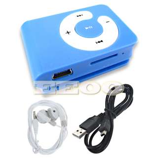 USB Flash Disk 4GB Mini Clip Gift MP3 Player Micro SD TF Card Blue 