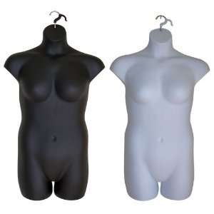  2 White and Black Female Plus Size Dress Mannequin Forms 