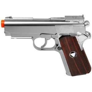 TSD Metal M1911 CO2 Pistol, Chrome w/ Wood Grip airsoft gun:  
