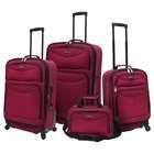   US3600R U.S. Traveler Fashion 4 piece Spinner Luggage Set, Maroon