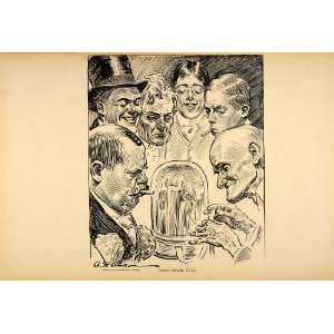  1906 Charles Dana Gibson Ticker Tape Men Faces Print 
