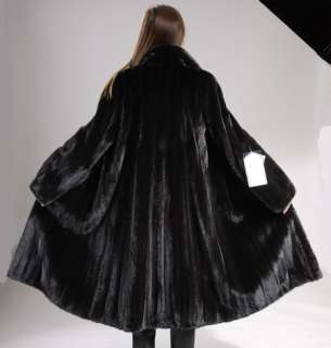 Female BLACKGLAMA black natural Let out full length Mink fur coat 
