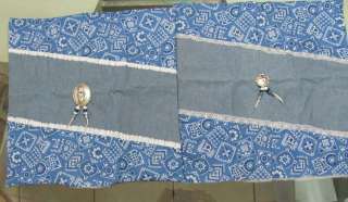 PAIR THROW PILLOW COVERS, READY TO STUFF   BLUE CHAMBRAY WESTERN 