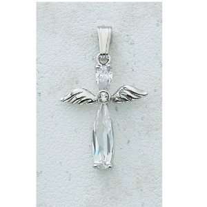First Communion Gift Rhodium & Pewter Pendant Necklace Medal P19 16 
