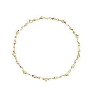  14kt Yellow Gold Dolphin Anklet. 10 Jewelry