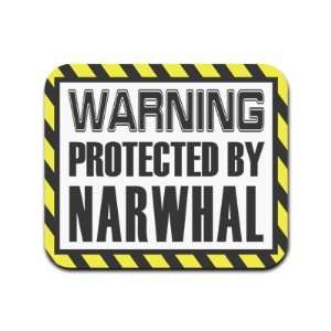  Warning Protected By Narwhal Mousepad Mouse Pad: Computers 