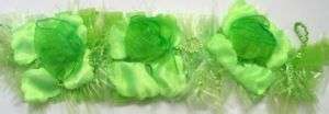 E5665 NEON LIME GREEN FLOWER STRETCHY SEWING TRIM 2.5  