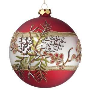  Red Ball with Pine/Cone Ornament