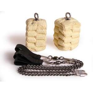    Pair of Large Block Oval Twist Chain Fire Poi: Toys & Games