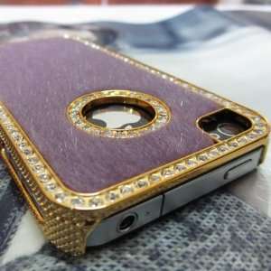 Luxury Designer Bling Crystals Case Cover for Apple iPhone 4 4S Purple 