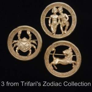 Trifari Zodiac Leo Lion Vintage Brooch Pin  
