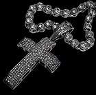 3D BLING MICROPAVE CROSS & CZ STONE CHAIN hip hop COMBO