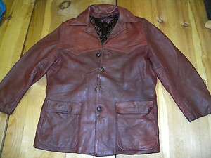 1960s Mens Milfur Brand Leather Jacket est sz 42 44 Made in the USA 