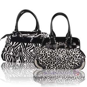 Women PU Leather Zebra Print Handbag Shoulder Bag Tote  