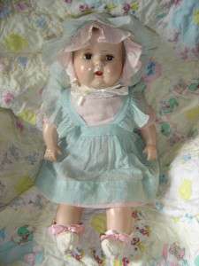   OLD 24 COMPOSITION MAMA BABY DOLL CRIER WORKS ORIGINAL CLOTHES  