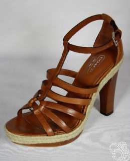 COACH Delanie Veg Cognac Leather Heels Womens Shoes New A3153  