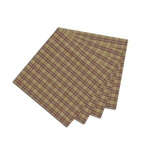  Patch Magic Tan and Red Plaid Fabric Napkin, 20 Inch by 20 