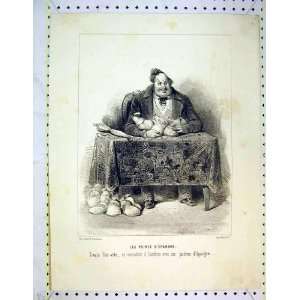  Antique French Print Man Table Money Bags Aubert Bourse 