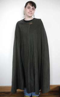 Vintage 1970s Handmade CORDUROY Shawl Full Length CAPE Leather Button 