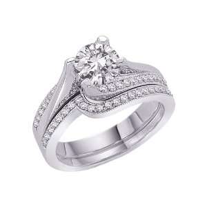 Sterling Silver 1 ct. Cubic Zirconia Engagement Set 