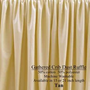  Gathered, Ruffled Cribskirt 15 inch Dust Ruffle Color TAN 