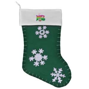   Christmas Stocking Green Paz Spanish Peace with Dove and Peace Symbol