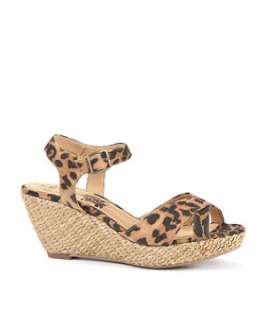 Stone (Stone ) Leopard Print Wedge Sandals  249902716  New Look