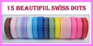 Swiss Dots Grosgrain Ribbon WHOLESALE Lot 15Y  