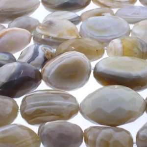 Banded Agate  Nugget Faceted   33mm Height, 22mm Width, Sold by 14 