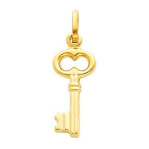  14K Yellow Gold Key Charm Pendant: The World Jewelry 