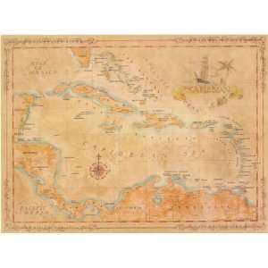   West Indies Decorative Modern Day Antique Wall Map