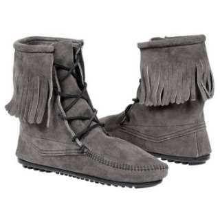 Womens Minnetonka Moccasin Tramper Ankle Hi Boot Grey Suede Shoes 