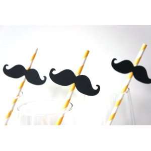 Mustache Straw Photo Props   Set of 5   Mustaches on YELLOW Striped 