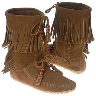 Womens Minnetonka Moccasin Woodstock Boot Dusty Brown Suede Shoes 