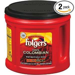 Folgers Coffee Ground 100% Colombian, 27.8 Ounce Packages (Pack of 2 