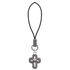  Cross with Rope Border and Heart Cell Phone Charm Arts 