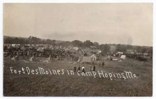 Real AZO Photo Postcard Camp Fort Des Moines HOPKINS MO  