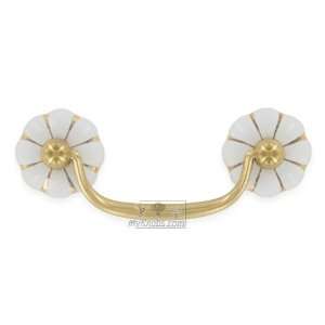   rosette drop pull in polished brass, white and gold: Home Improvement