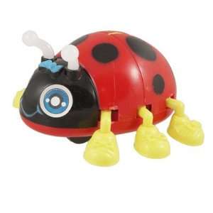   Yellow Feet Red Black Plastic Running Ladybug Wind up Toy for Children