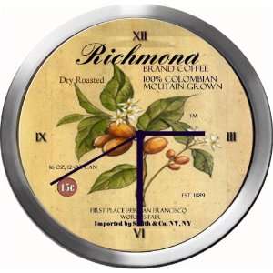  RICHMOND 14 Inch Coffee Metal Clock Quartz Movement 