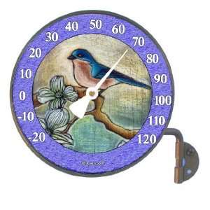   Blue Bird Thermometer by Pink Cloud Gallery: Patio, Lawn & Garden
