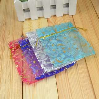 WHOLESALE LOT 100 PCS MIXED COLOR CHINESE SILK JEWELRY ORGANZA POUCH 