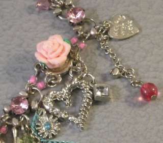 FLOWER HEART ANGEL CHARM CRYSTAL DANGLE NECKLACE  