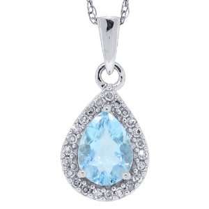 89Ct Pear Shaped Aquamarine Pendant with Diamonds in 14Kt White Gold 