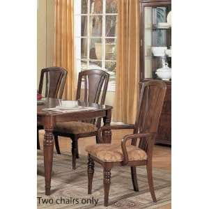  Set of 2 Dining Arm Chairs   Dark Walnut Finish: Furniture 