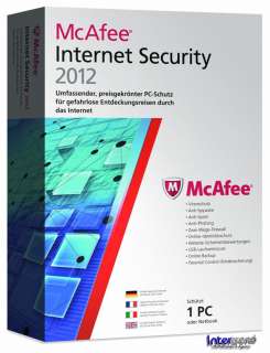 McAfee Internet Security 2012 Vollversion 1 PC Box NEU  